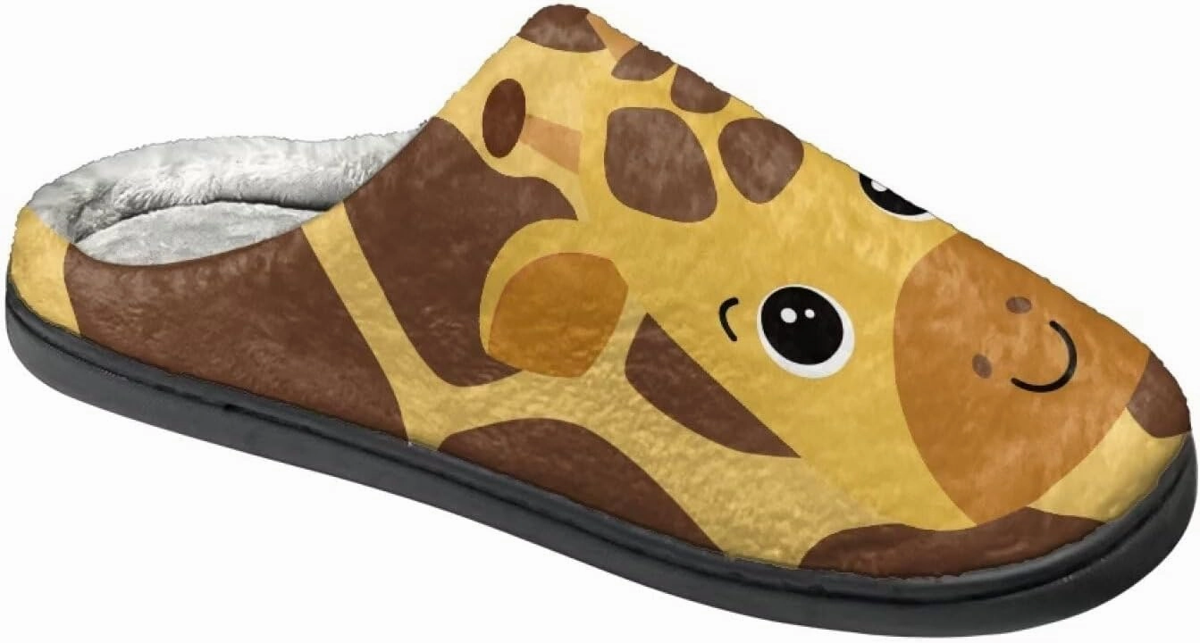 Women's Winter Home Slippers with Cute Cartoon Giraffe Design, Comfortable Indoor or Outdoor Kitchen Bedroom Shoes