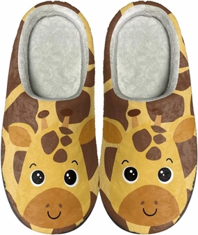 Women's Winter Home Slippers with Cute Cartoon Giraffe Design, Comfortable Indoor or Outdoor Kitchen Bedroom Shoes