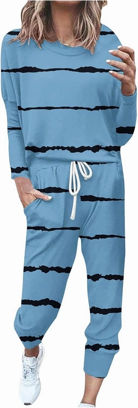 Women Sweatsuits 2 Piece Set Quarter Zip Sweatshirt Wide Leg Sweatpant Fall Set High Waisted Pants Set Tracksuit