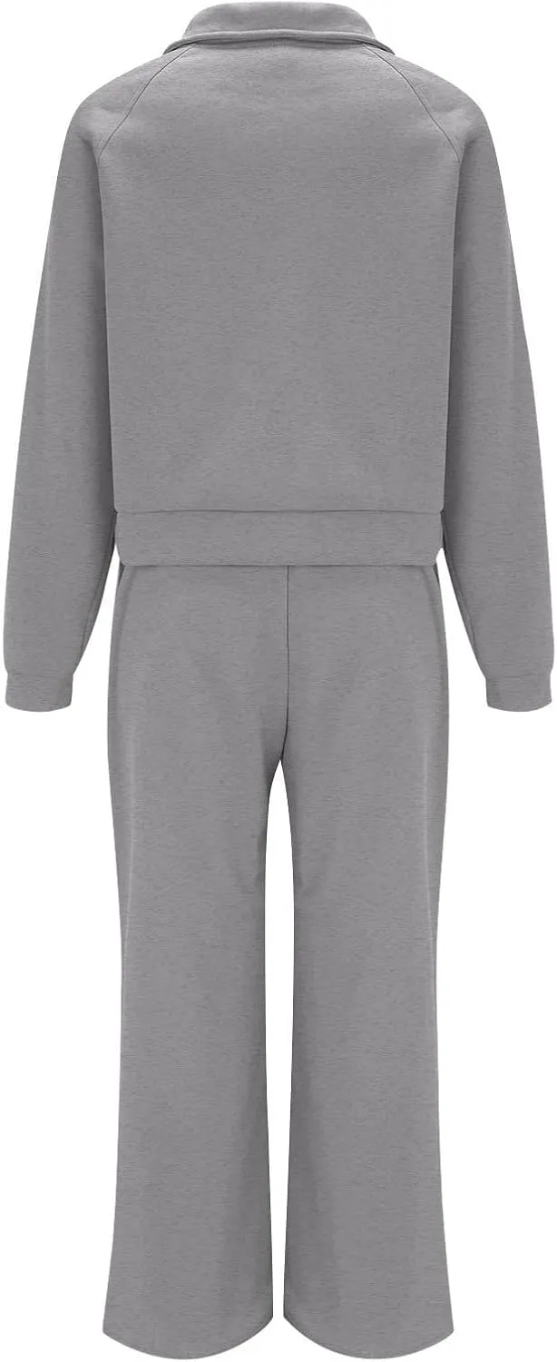 Womens 2 Piece Outfits Daily Solid Color Pants Spring and Autumn Set Lounge Fall Slim and Thin Sweatpants