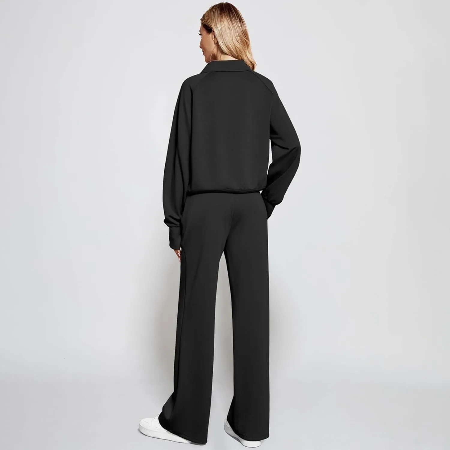 Womens 2 Piece Outfits Daily Solid Color Pants Spring and Autumn Set Lounge Fall Slim and Thin Sweatpants