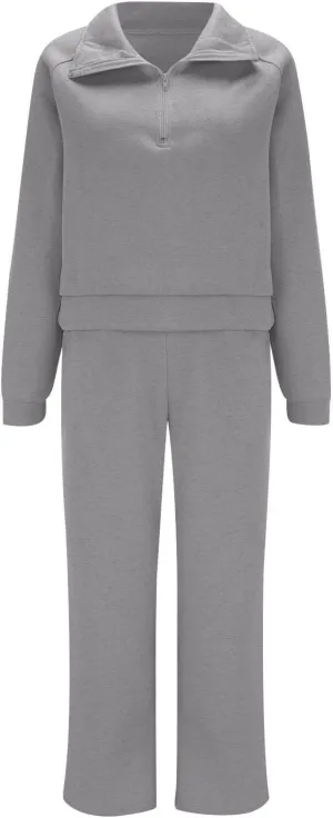 Womens 2 Piece Outfits Daily Solid Color Pants Spring and Autumn Set Lounge Fall Slim and Thin Sweatpants