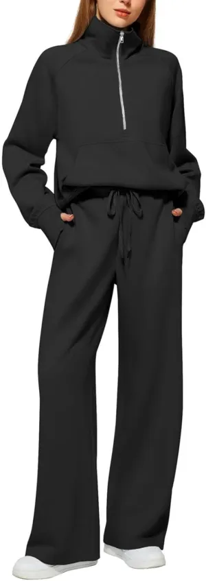 Womens 2 Piece Outfits Daily Solid Color Pants Spring and Autumn Set Lounge Fall Slim and Thin Sweatpants