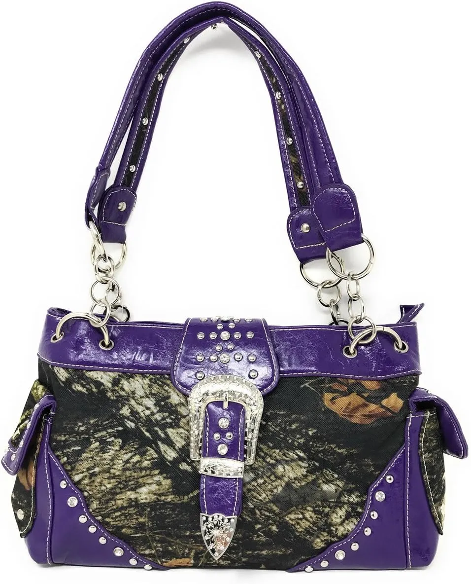 Women's Belt Buckle Purse Camou Handbag Purse in 5 colors