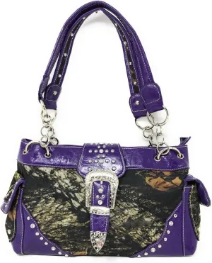 Women's Belt Buckle Purse Camou Handbag Purse in 5 colors