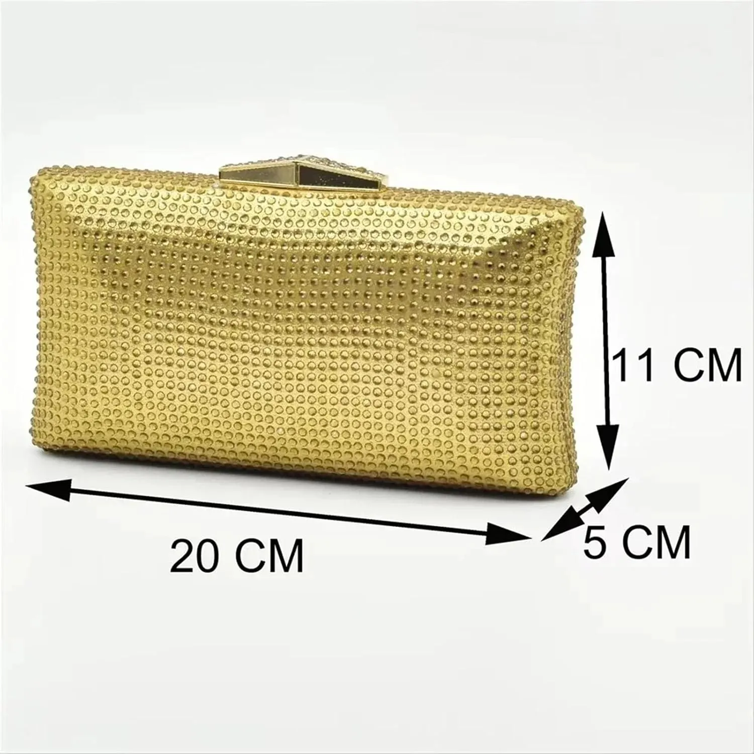 Women's Gold Nigerian-Italian Bridal Set - Full Rhinestone Luxury Pumps & Evening Bag
