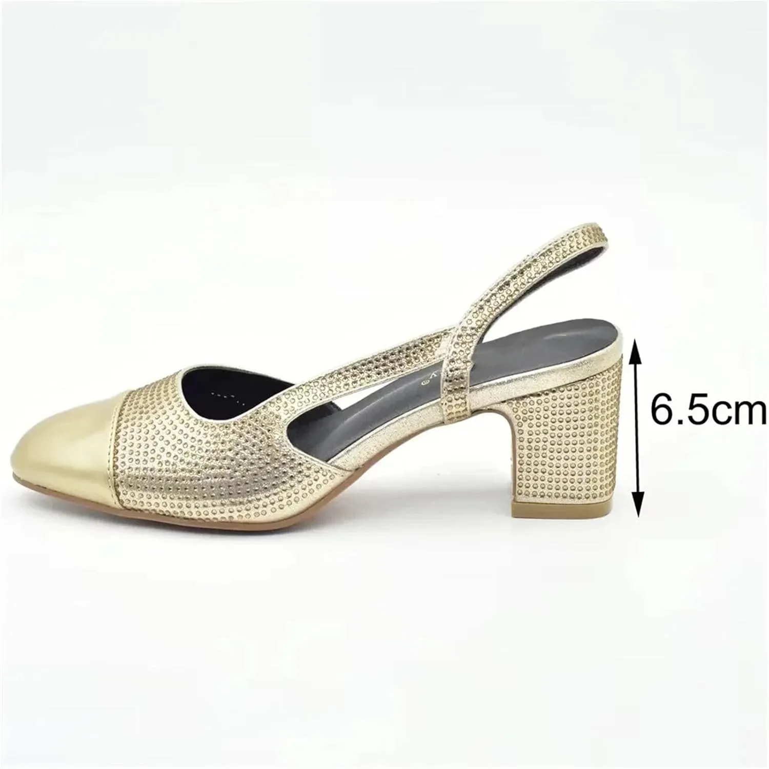 Women's Gold Nigerian-Italian Bridal Set - Full Rhinestone Luxury Pumps & Evening Bag