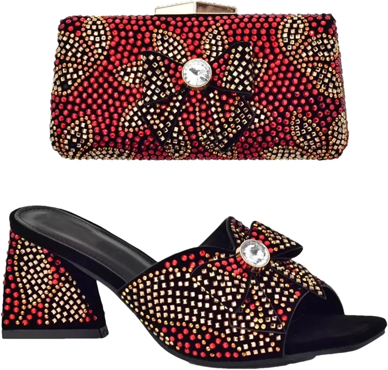 Women's Italian Diamond Bridal Set - Luxury Wedding Shoes & Evening Bag