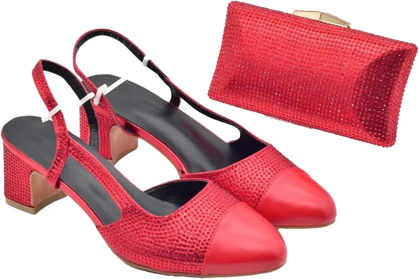 Women's Italian Rhinestone Bridal Set - Luxury Pumps & Matching Evening Bag