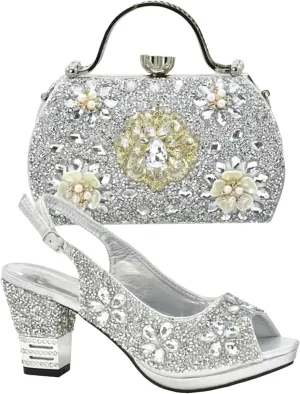 Women's Plus Size Party Luxury Set - Sexy High Heel Dress Shoes & Evening Bag