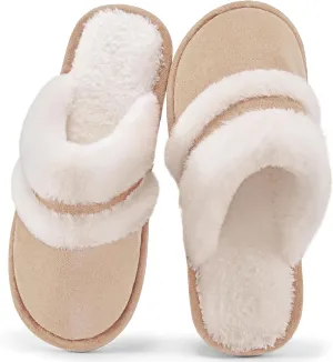 Womens Slippers Fuzzy for Indoor: House Slippers for Bedroom Livingroom - Home Ladies