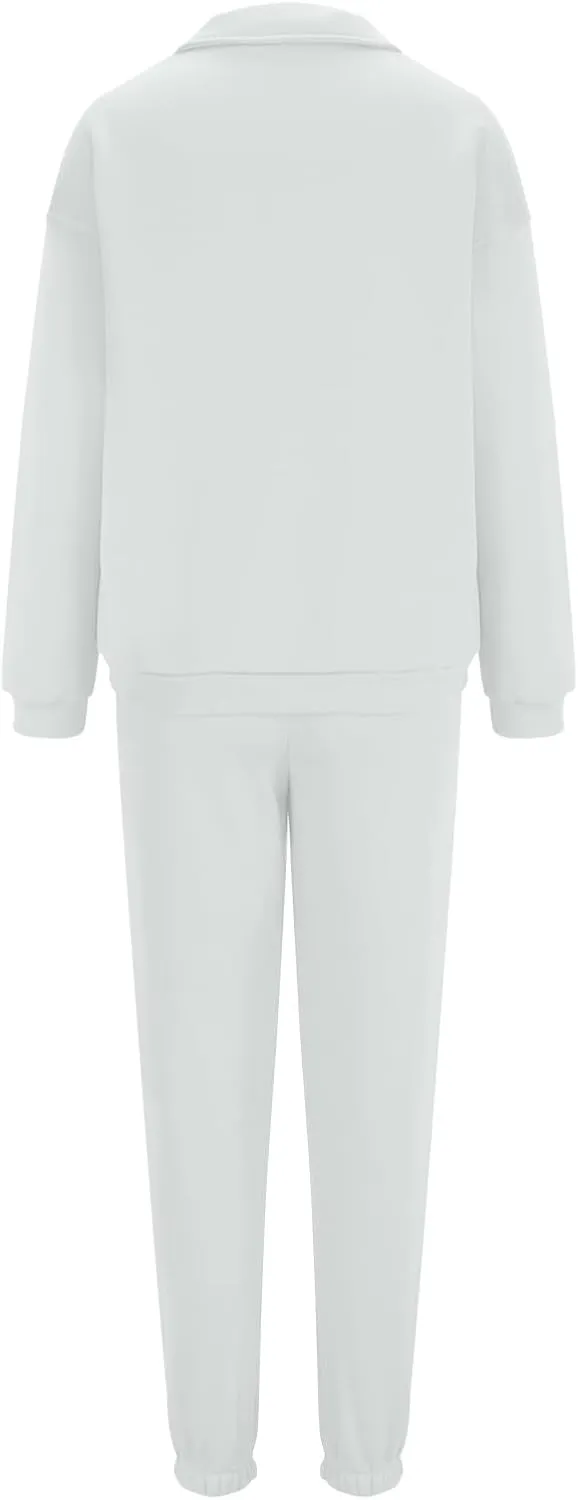 Womens Sweatsuits 2 Piece Set Petite Trendy 2024 Zip Up Plain Sweatsuits Casual Lightweight Track Suits With Pockets