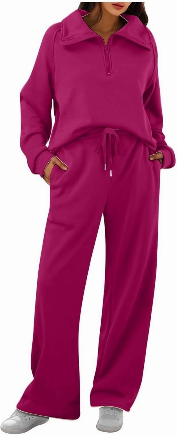 Womens 2 Piece Outfits Daily Solid Color Pants Spring and Autumn Set Lounge Fall Slim and Thin Sweatpants