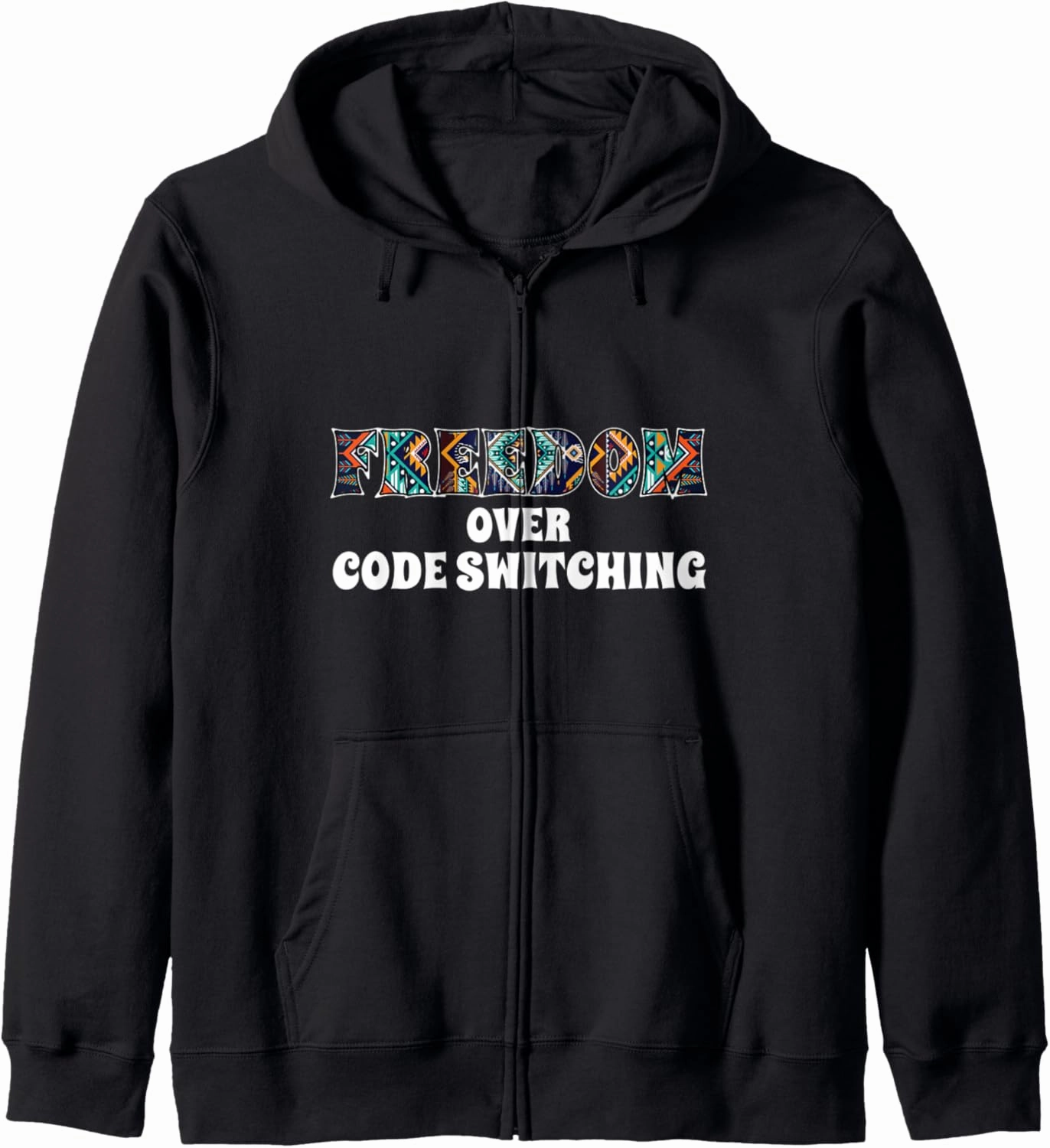 Womens Freedom Over Code Switching Rainbow Western Zip Hoodie