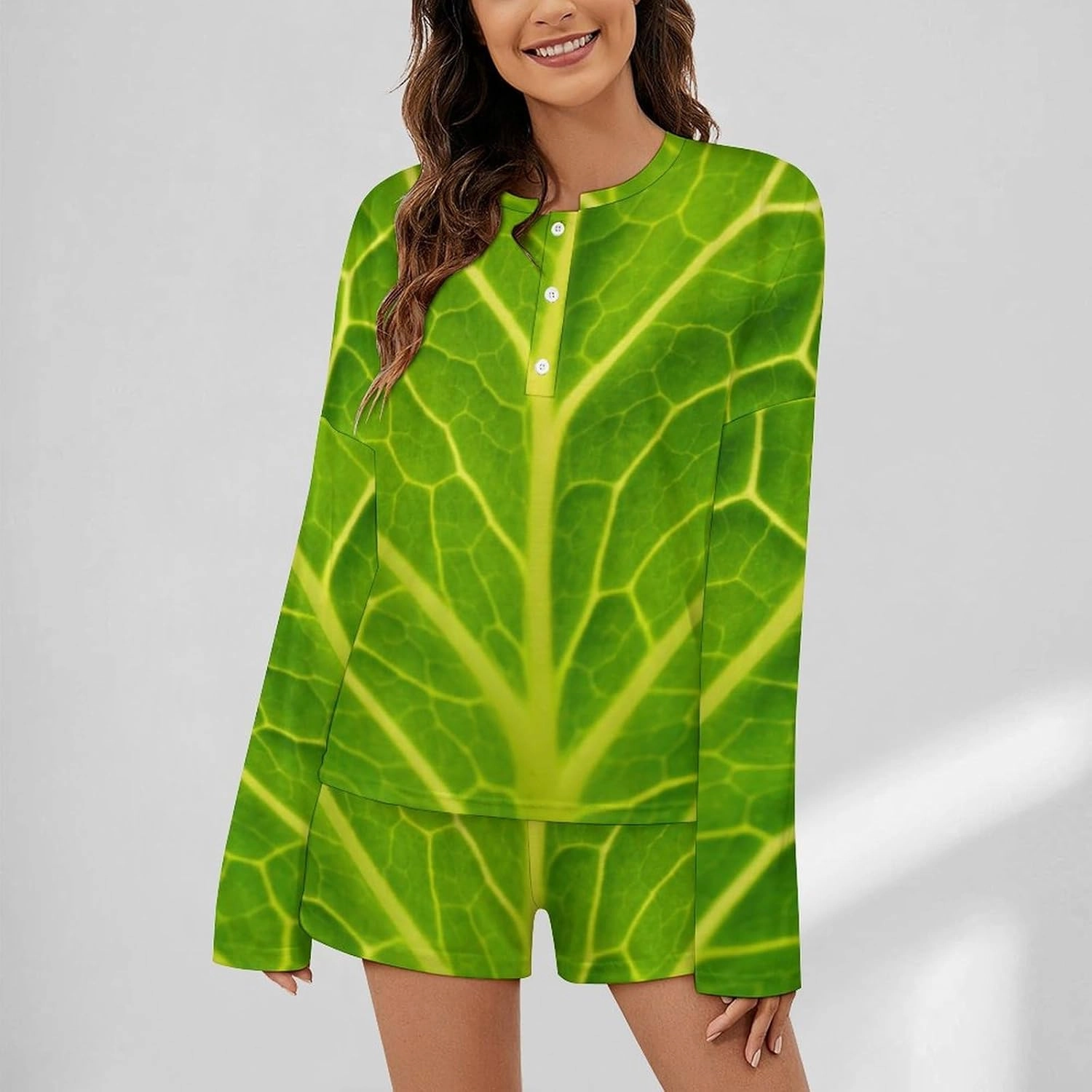 Womens Pajama Sets Cute Ducks in Hats Long Sleeve Top And Shorts Lounge Set Sleepwear Pjs Pockets