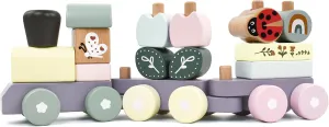 Wooden Stacking Train Toy Set,Wooden Building Blocks Train with Shape Sorter Early Learning Gift for Toddlers Boys Girls 12 Months and up