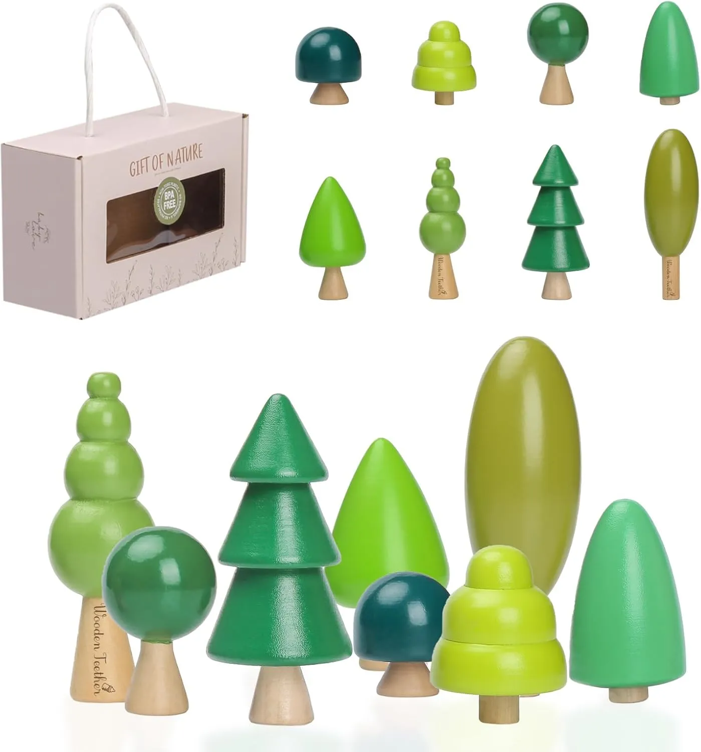 Wooden Tree Toy Pack of 8 Wood Miniature Tree Set Various Sizes Natural Wooden Trees Mini Trees for Home Decor and Crafts Garden Accessories Creative Gift for 36  Months