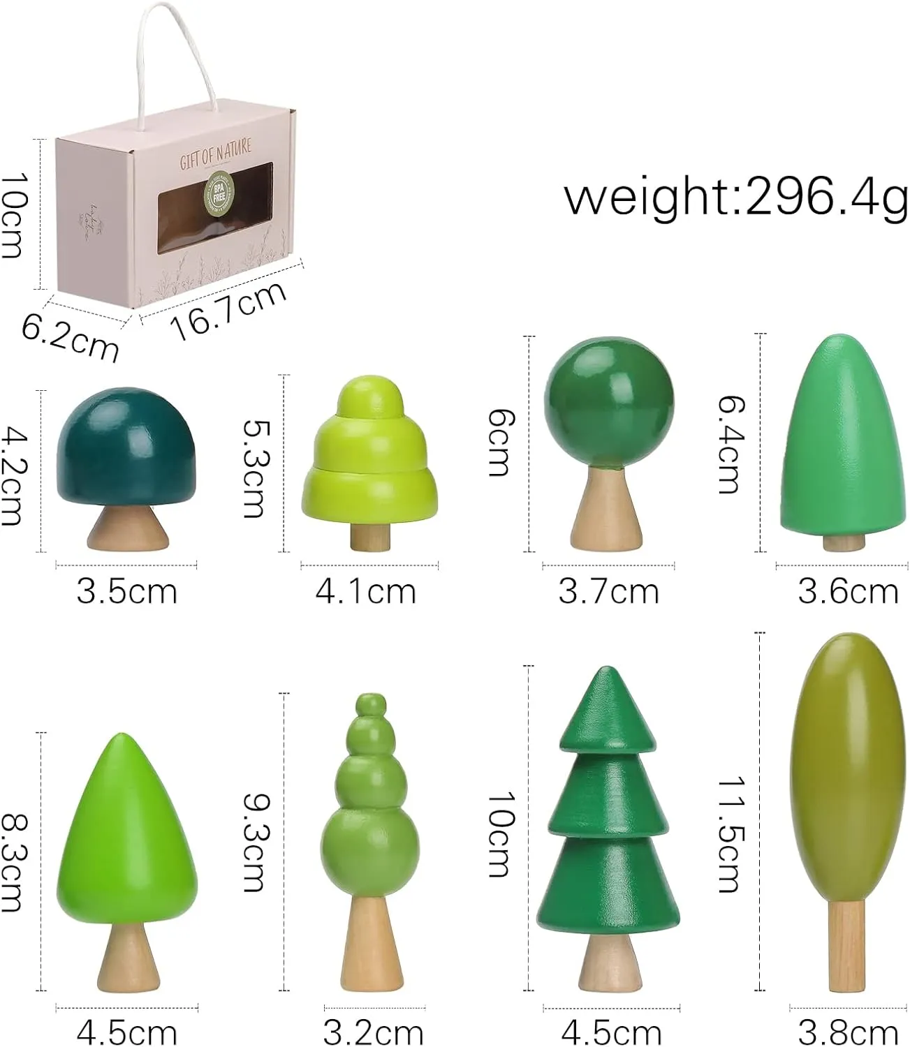 Wooden Tree Toy Pack of 8 Wood Miniature Tree Set Various Sizes Natural Wooden Trees Mini Trees for Home Decor and Crafts Garden Accessories Creative Gift for 36  Months