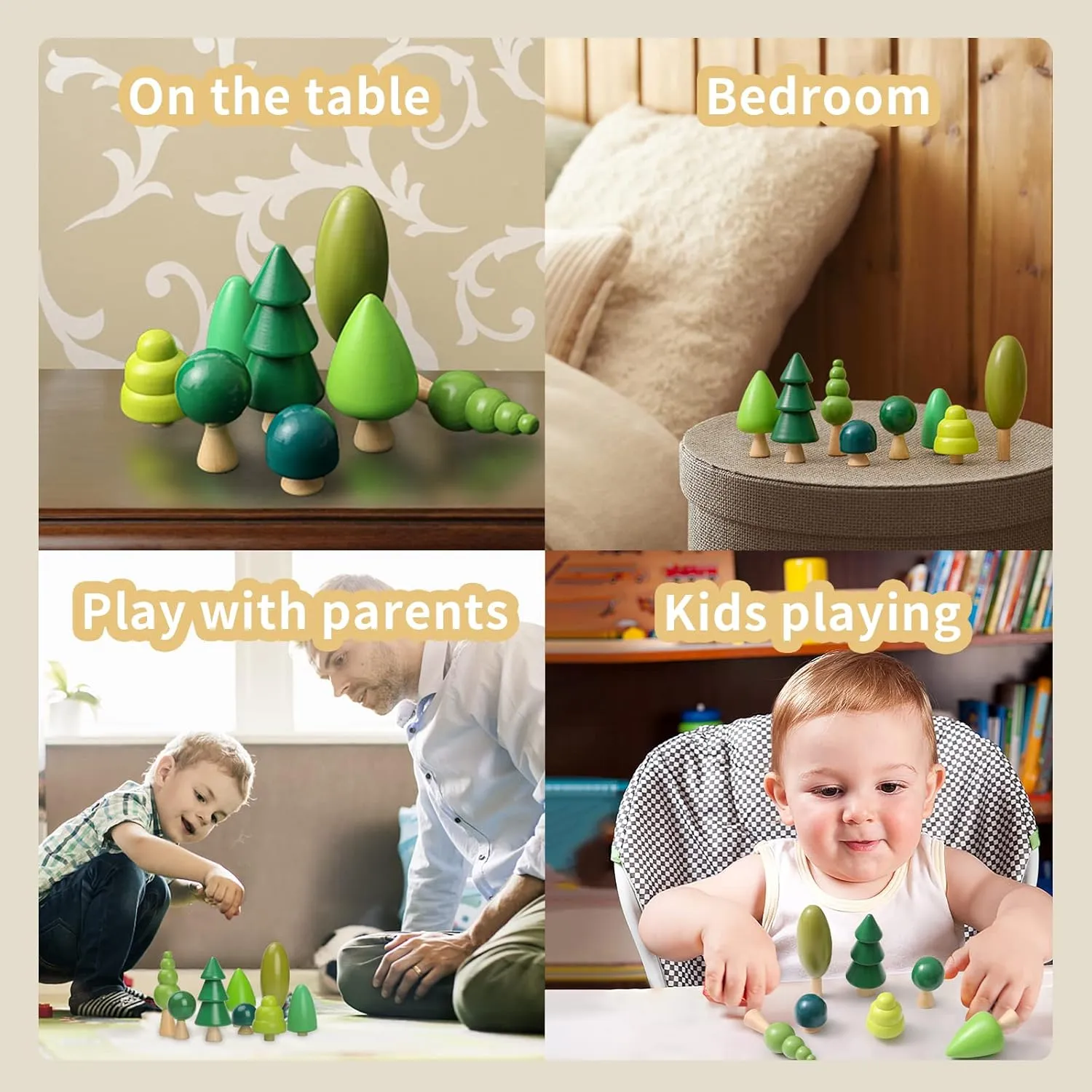 Wooden Tree Toy Pack of 8 Wood Miniature Tree Set Various Sizes Natural Wooden Trees Mini Trees for Home Decor and Crafts Garden Accessories Creative Gift for 36  Months