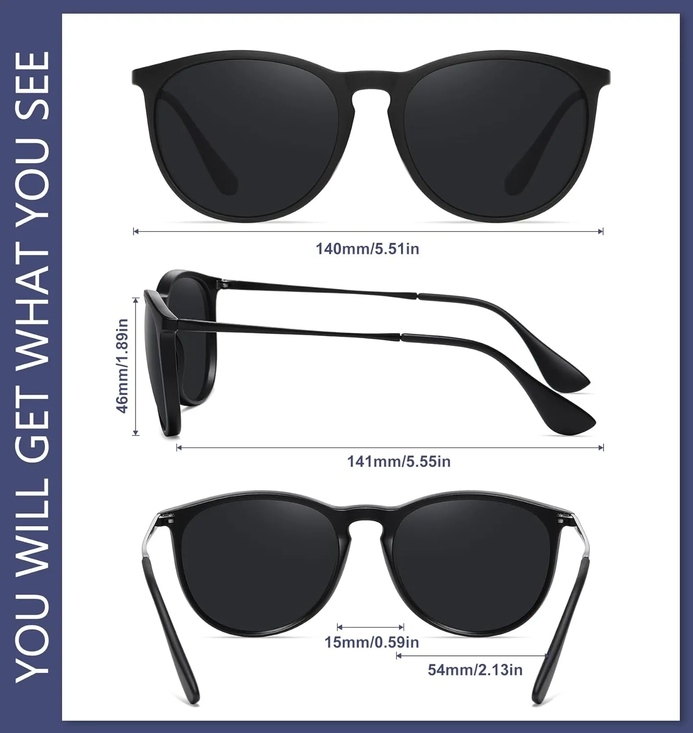WOWSUN Retro sunglasses womens 2024 trendy round classic glasses