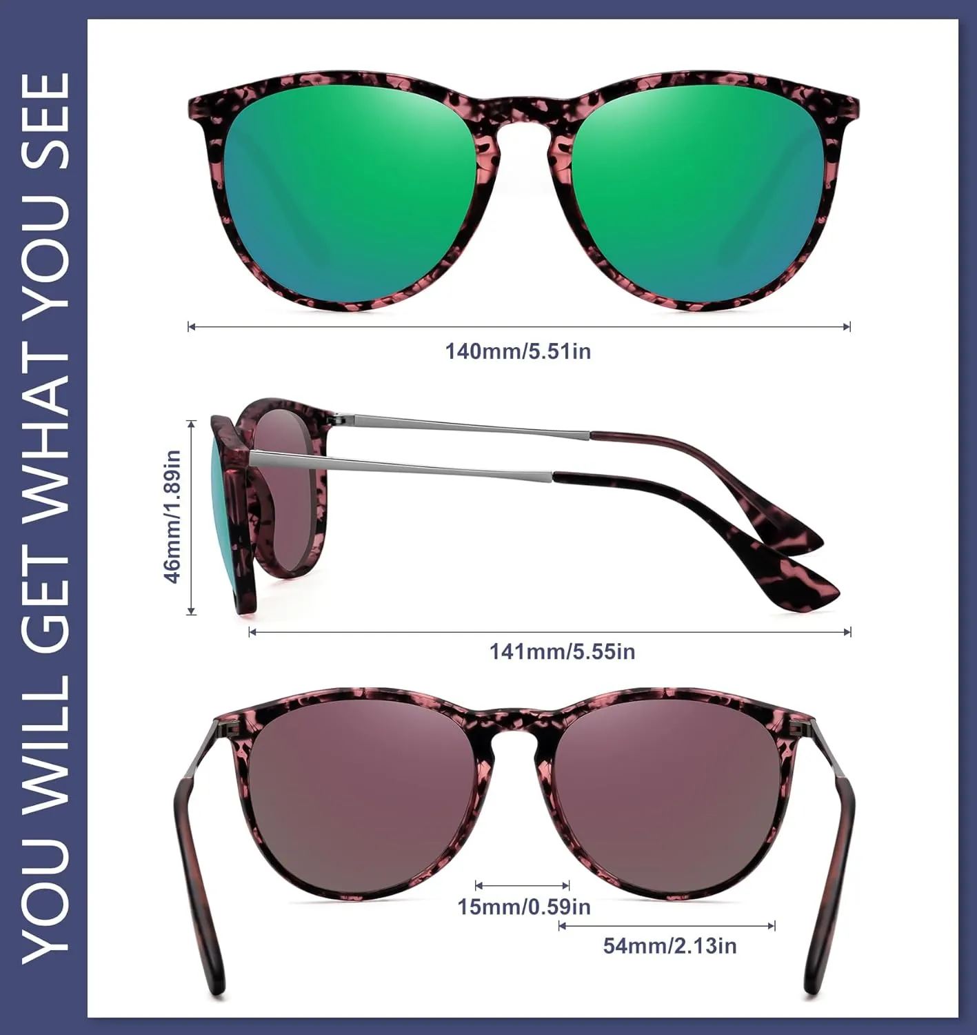 WOWSUN Retro sunglasses womens 2024 trendy round classic glasses