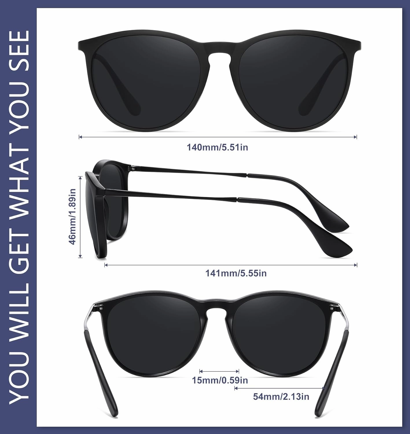 WOWSUN Retro sunglasses womens 2024 trendy round classic glasses