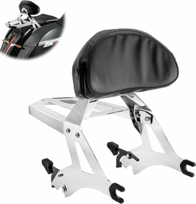 Wsays Detachable Sissy Bar Passenger Backrest Rear Pad with Luggage Rack Chrome Compatible with Victory Cross Roads Classic and Cross Country LE FCP Tour 2010-2017