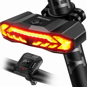 WSDCAM Smart Bike Tail Light with Turn Signals and Rear Brake Light, Bike Alarm Horn with Remote, Auto ON/Off Rechargeable Waterproof