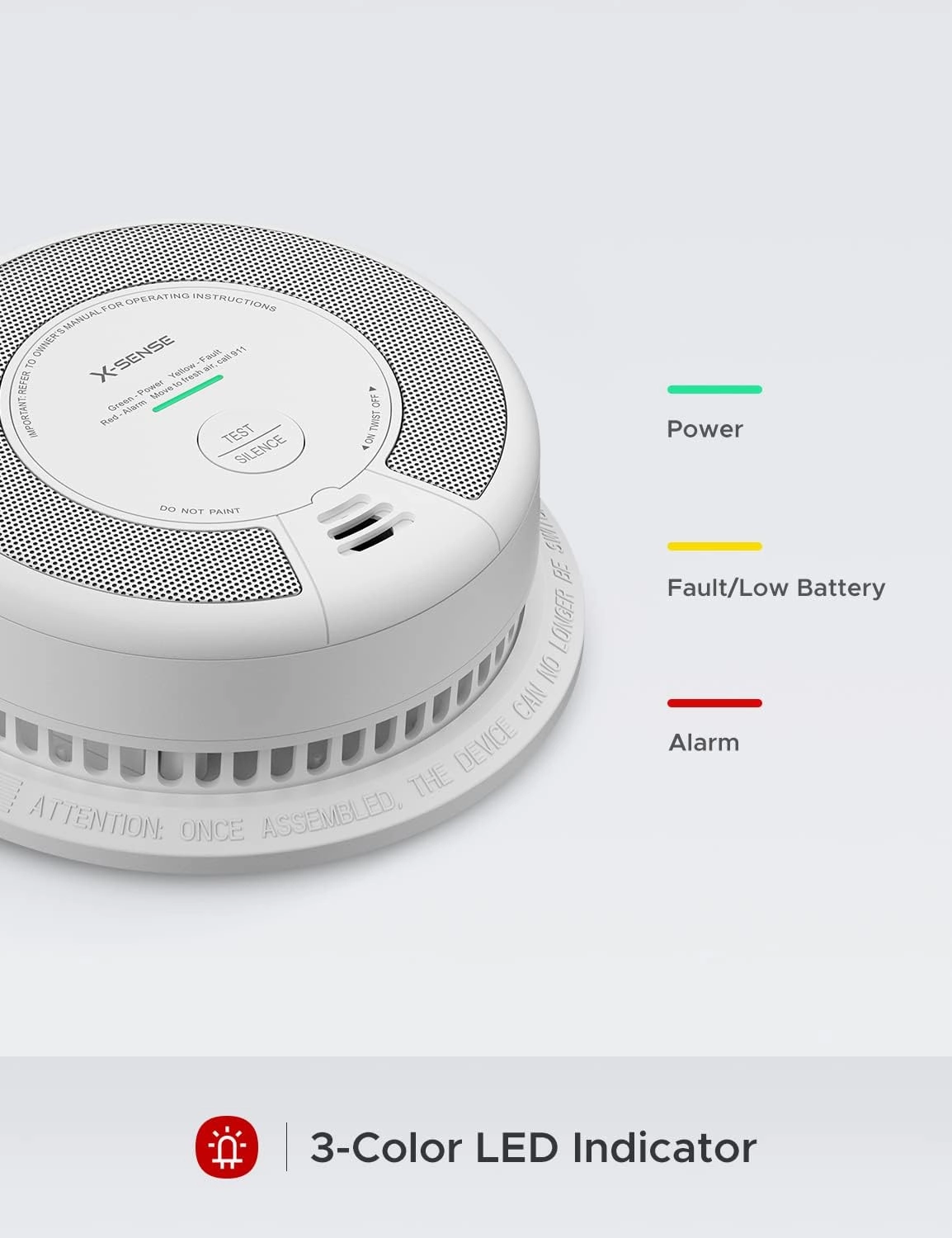 X-Sense 2-in-1 Smoke and Carbon Monoxide Detector Alarm (Not Hardwired), 10-Year Battery-Operated Dual Sensor Fire & CO Alarm, SC06, 1-Pack