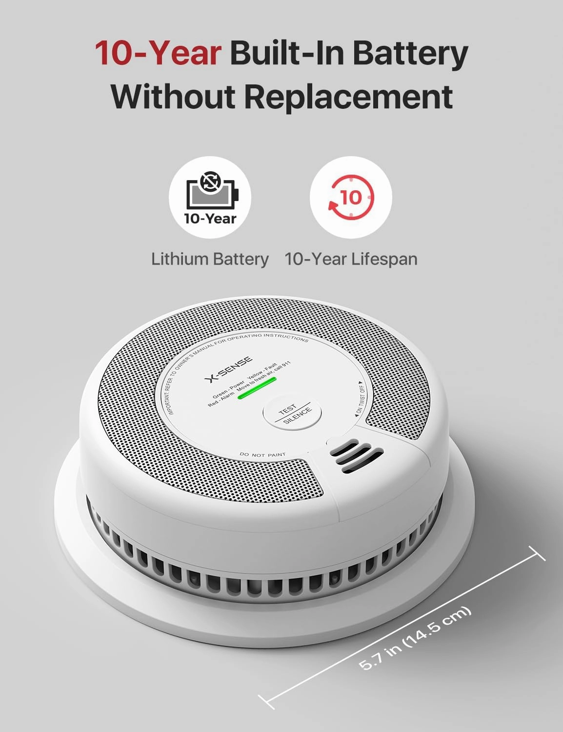 X-Sense 2-in-1 Smoke and Carbon Monoxide Detector Alarm (Not Hardwired), 10-Year Battery-Operated Dual Sensor Fire & CO Alarm, SC06, 1-Pack