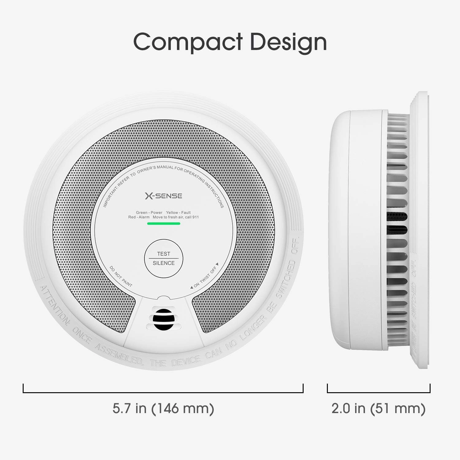 X-Sense 2-in-1 Smoke and Carbon Monoxide Detector Alarm (Not Hardwired), 10-Year Battery-Operated Dual Sensor Fire & CO Alarm, SC06, 1-Pack