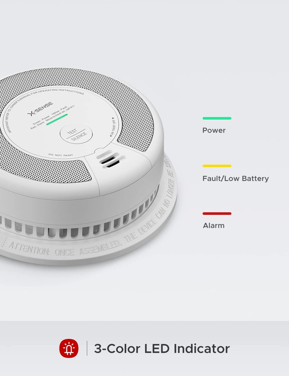 X-Sense 2-in-1 Smoke and Carbon Monoxide Detector Alarm (Not Hardwired), 10-Year Battery-Operated Dual Sensor Fire & CO Alarm, SC06, 1-Pack