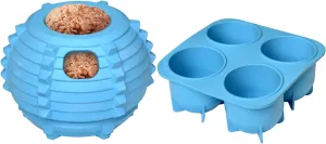 XHX Dog Toy, Durable Large Dog Toys, Interactive Dog Puzzle Play Toy, Freezable Fillable Rubber Dog Toys, with Stopper Silicone Treat Tray (Blue, Small)