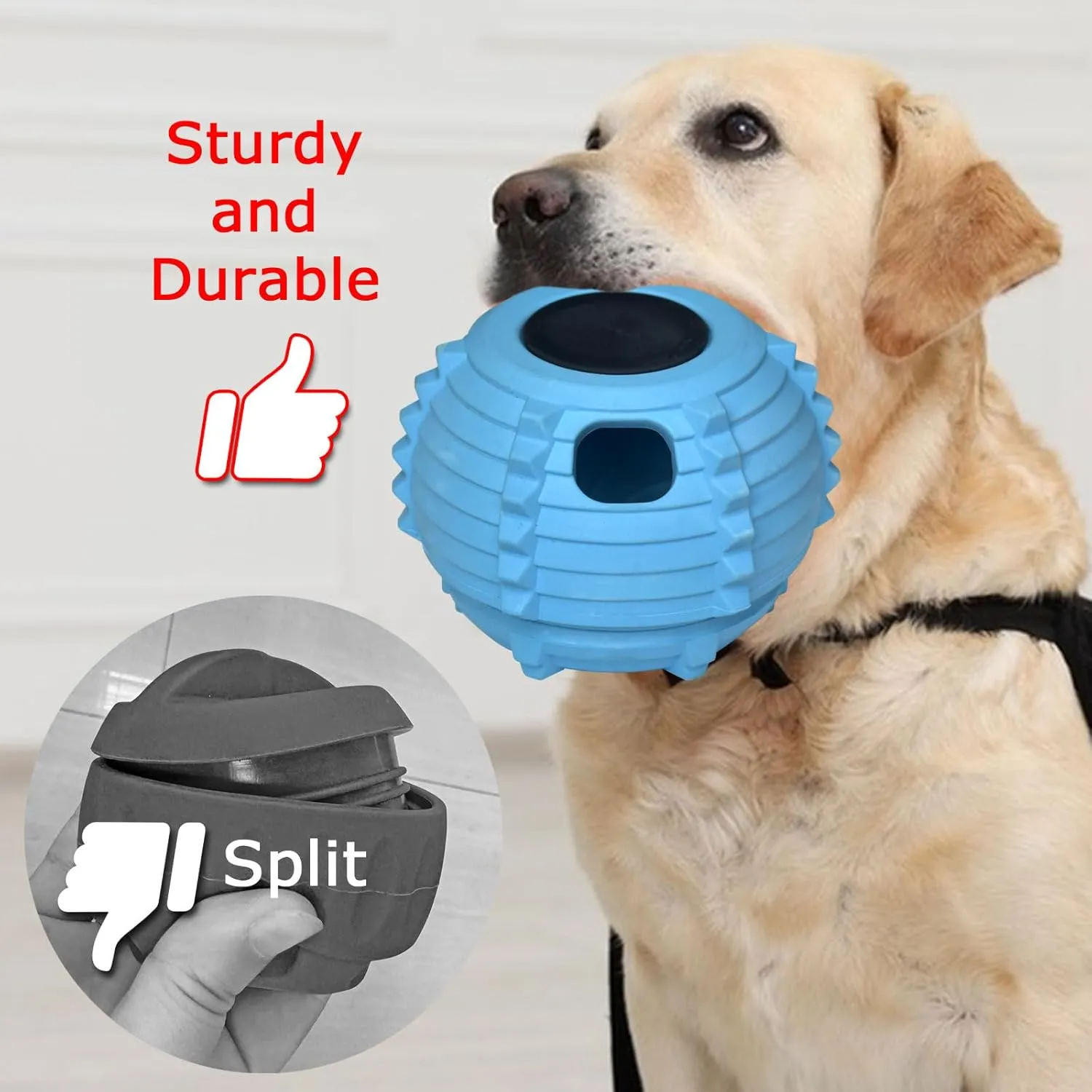 XHX Dog Toy, Durable Large Dog Toys, Interactive Dog Puzzle Play Toy, Freezable Fillable Rubber Dog Toys, with Stopper Silicone Treat Tray (Blue, Small)