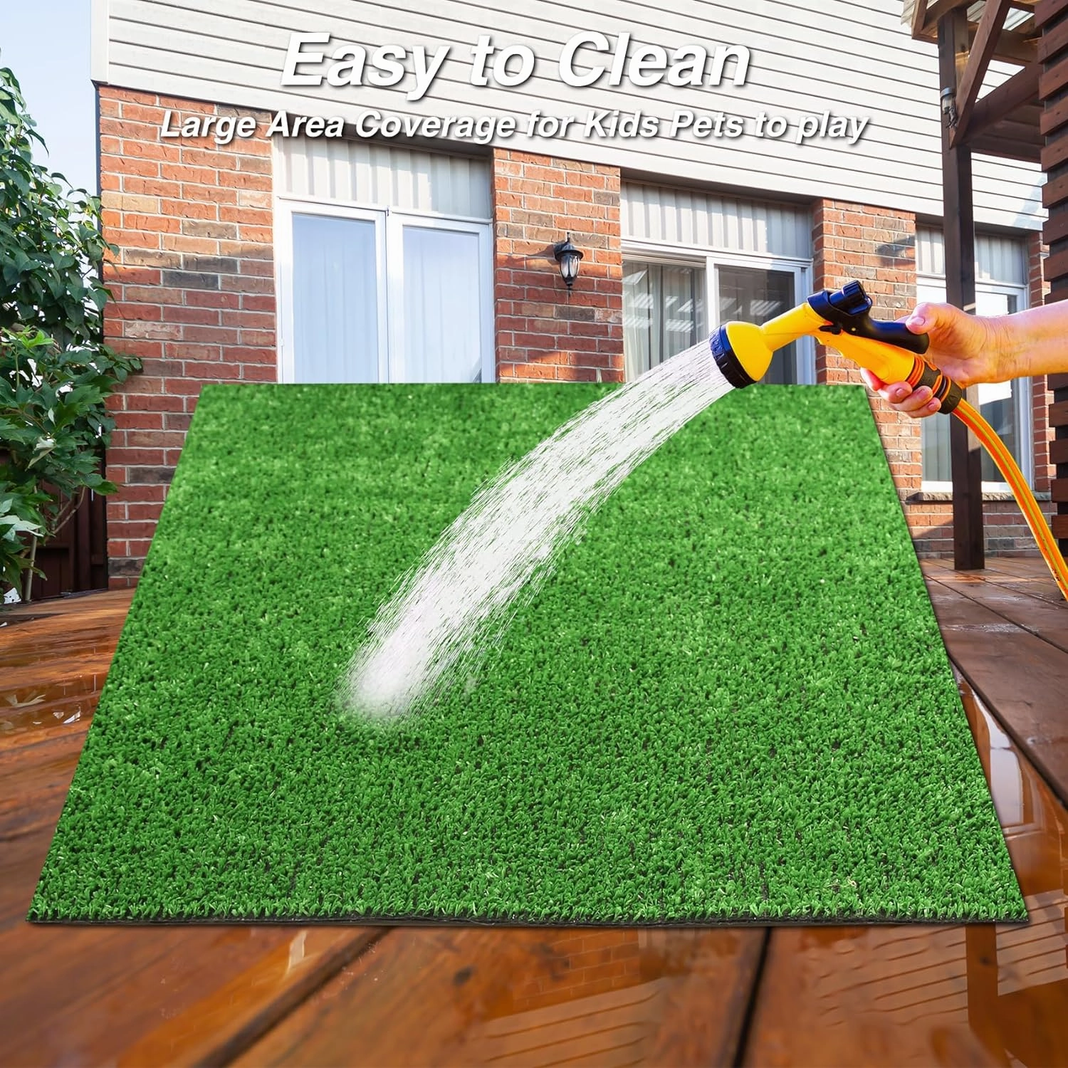 XLX TURF Outdoor Artificial Grass Rug 4FT X 4FT, Green Synthetic Turf Floor Mat for Balcony, Patio, Yard, Pets Dogs Grass Pad