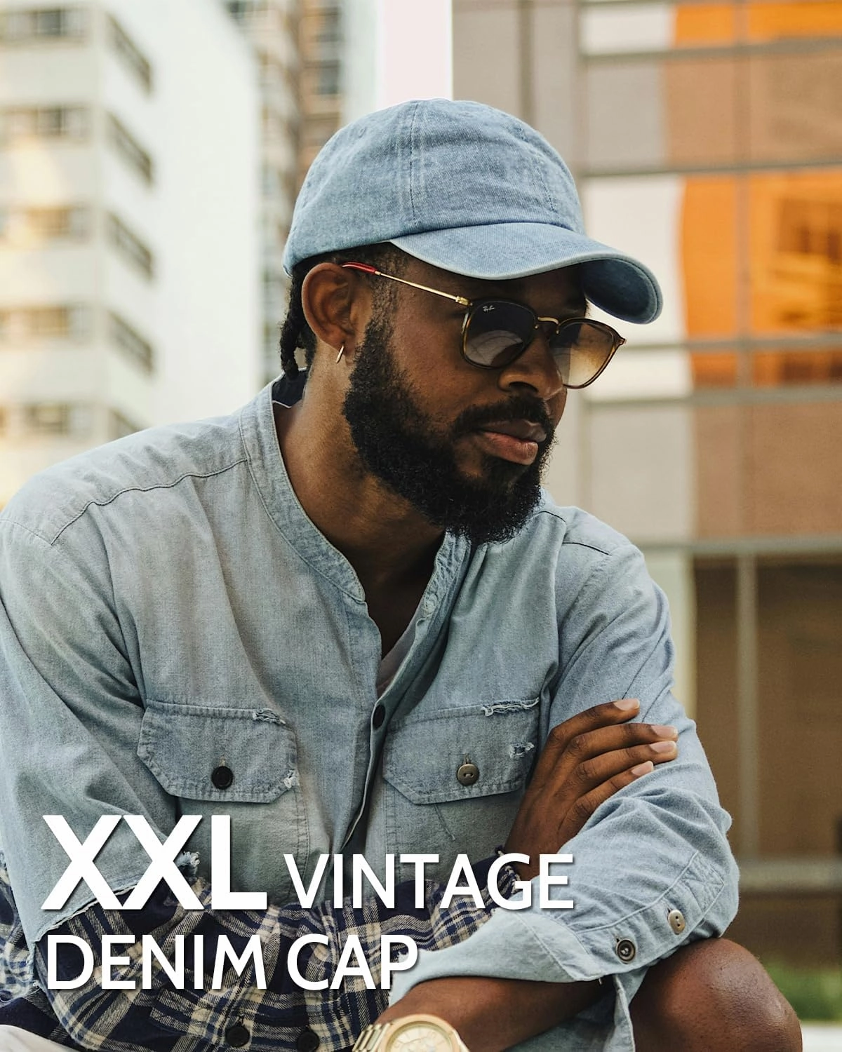 XXL Oversize Washed Denim Baseball Cap,Low Profile Jean Sports Cap for Big Heads 23.5"-25.5",Large Pigment Dyed Dad Hat