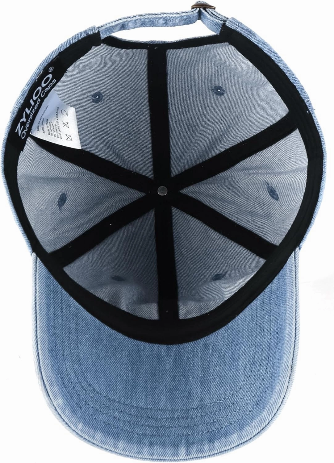 XXL Oversize Washed Denim Baseball Cap,Low Profile Jean Sports Cap for Big Heads 23.5"-25.5",Large Pigment Dyed Dad Hat