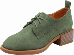 YDN Women Casual Lace Up Oxford Pumps Chunky Block Low Heel Classic Square Closed Toe Suede Ladies Fall Shoes