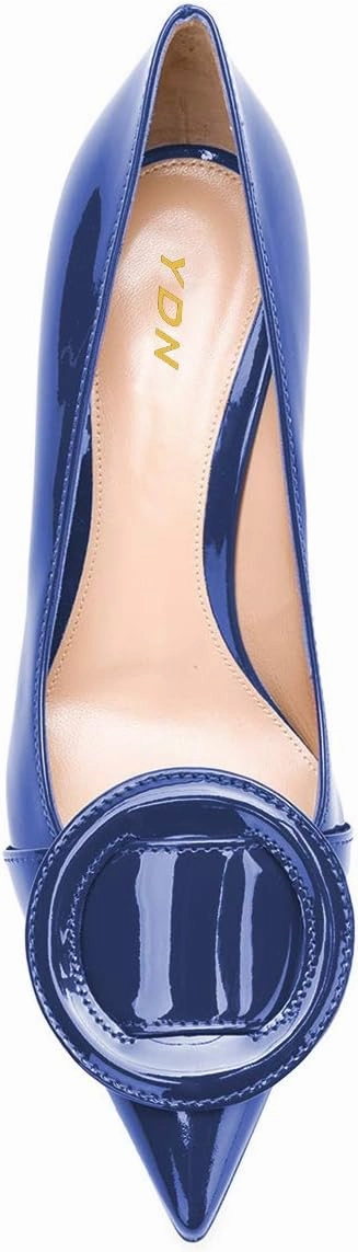 YDN Women Classic Pointed Toe Slip on Pumps Kitten Low Heel Office Shoes with Buckle Size 4-15 US