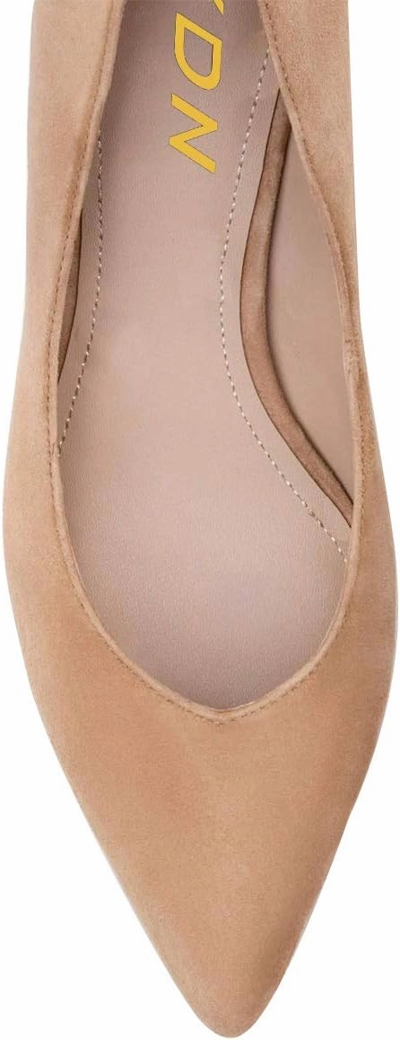 YDN Women Pointed Toe Suede Kitten Low Heels Pumps Classic Slip On Formal Work Dressy Shoes