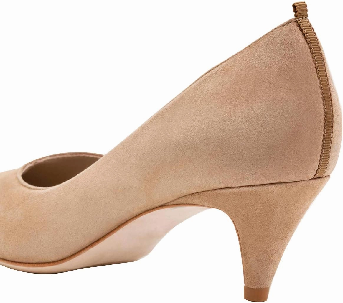 YDN Women Pointed Toe Suede Kitten Low Heels Pumps Classic Slip On Formal Work Dressy Shoes