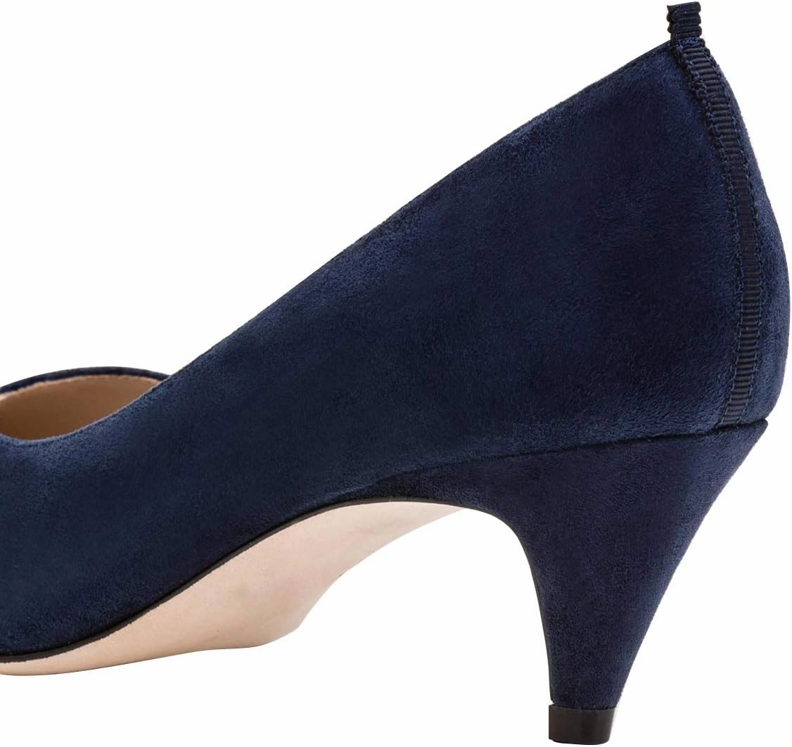 YDN Women Pointed Toe Suede Kitten Low Heels Pumps Classic Slip On Formal Work Dressy Shoes