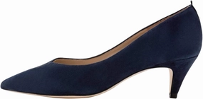 YDN Women Pointed Toe Suede Kitten Low Heels Pumps Classic Slip On Formal Work Dressy Shoes