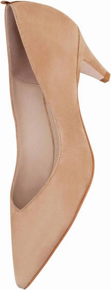 YDN Women Pointed Toe Suede Kitten Low Heels Pumps Classic Slip On Formal Work Dressy Shoes