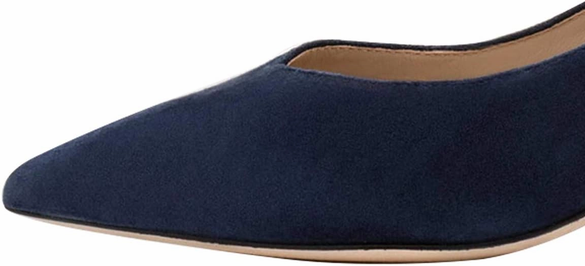 YDN Women Pointed Toe Suede Kitten Low Heels Pumps Classic Slip On Formal Work Dressy Shoes