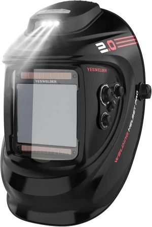 YESWELDER Auto Darkening Welding Helmet with Fan and LED Light, True Color 4 Arc Sensor for TIG MIG ARC Welding Hood