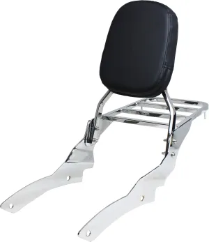 YHMOTO Motorcycle Sissy Bar Backrest with Luggage Rack For Yamaha VStar 650 400 DS650 Classic DS400 V star 1998-2023 (Chrome)