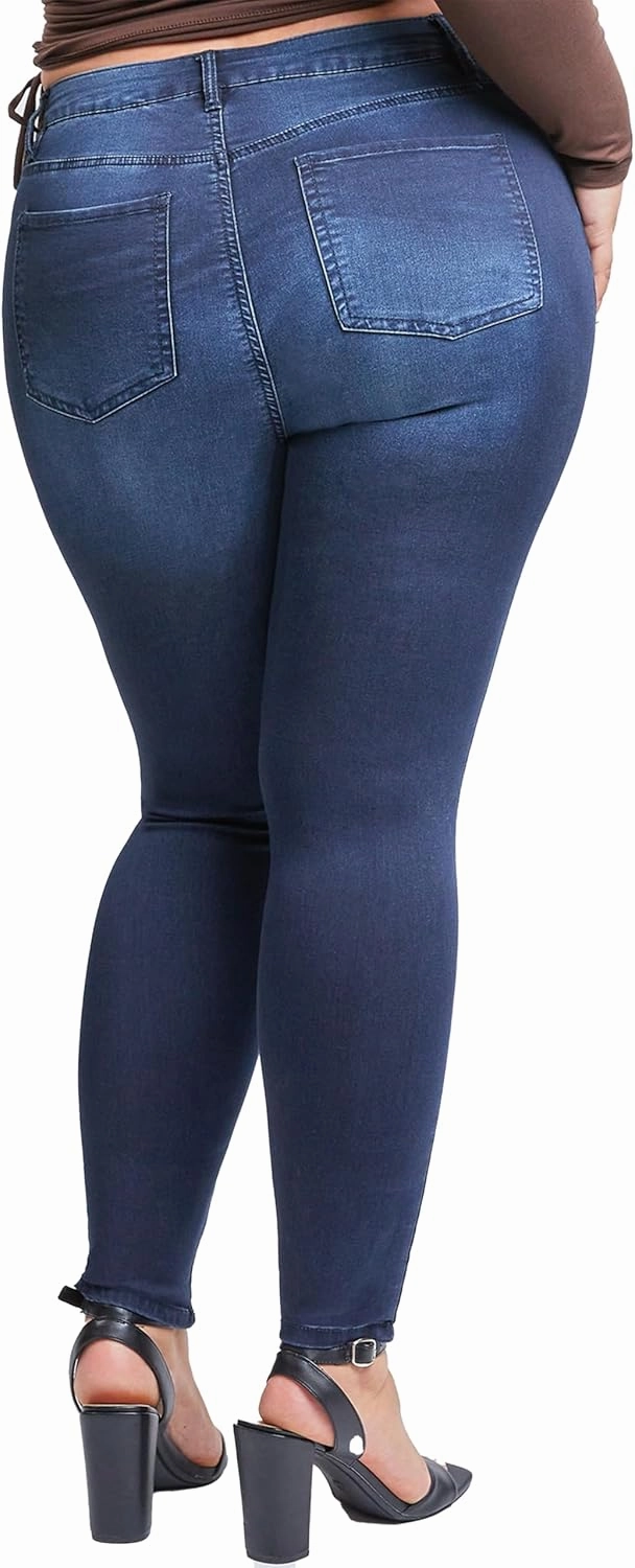 YMI Women's Plus Size Hyperdenim Super Stretchy Skinny Jeans