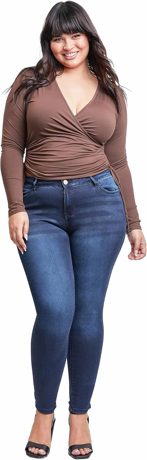 YMI Women's Plus Size Hyperdenim Super Stretchy Skinny Jeans