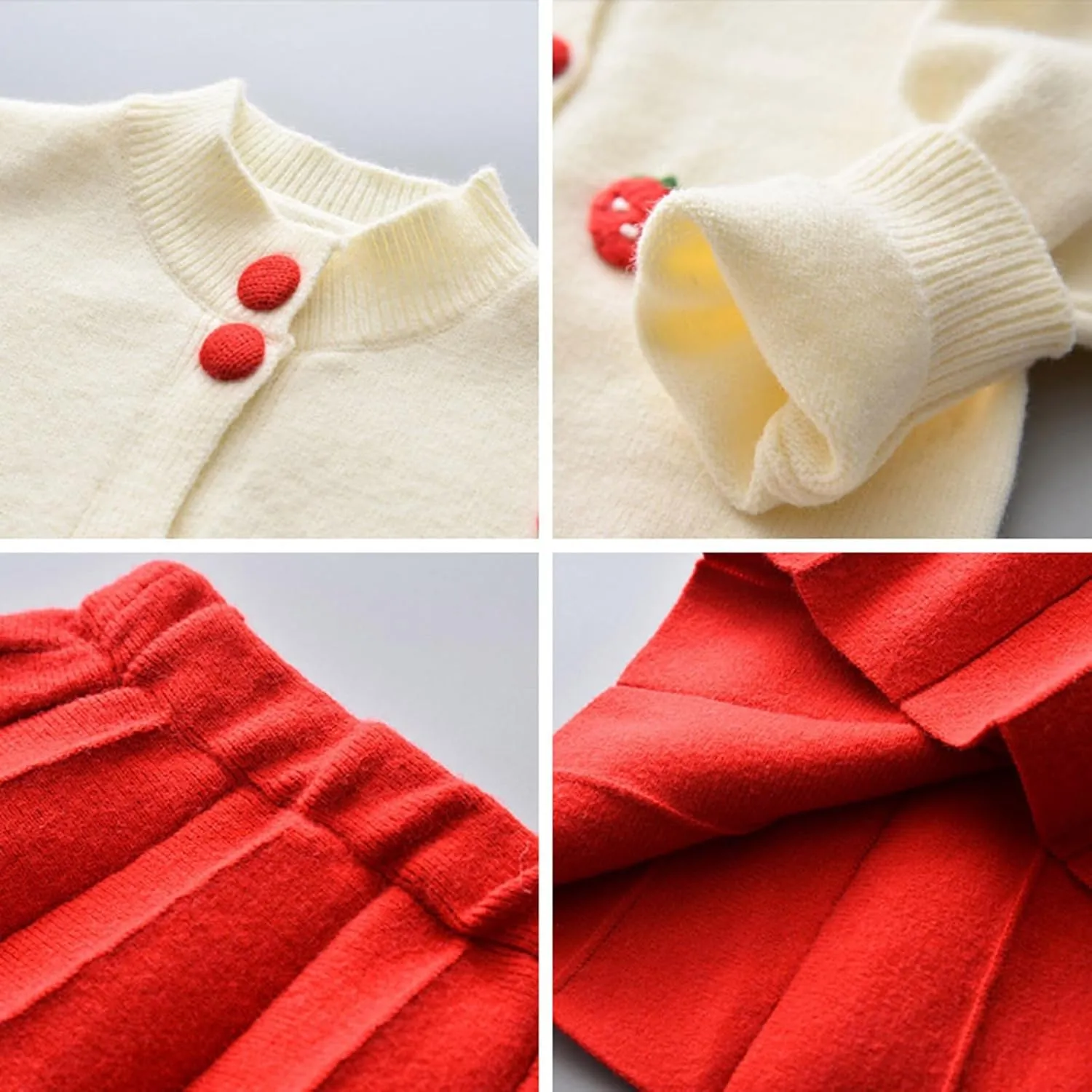 Young Girls Outfits Toddler Girls Autumn/Winter Girls Strawberry Print Knitted Sweater Teens Fashion Tracksuit for Girls